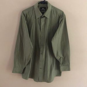 Stafford-Green striped- Button Down Shirt